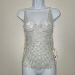 Open mesh rainbow sparkly club kid rave festival mermaidcore see through tank s